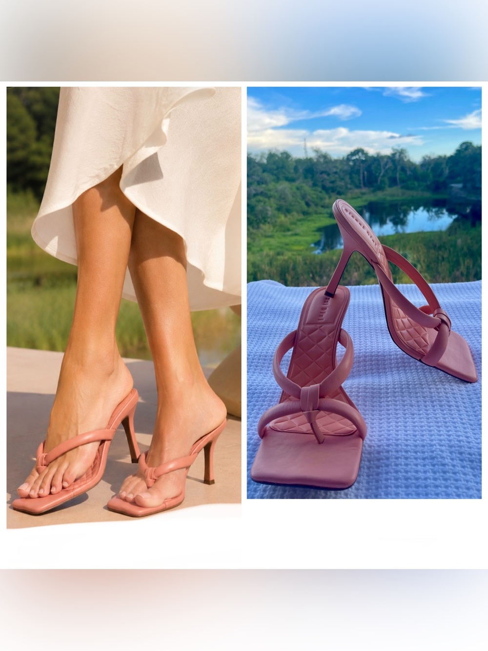 Dusty Rose Leather Sandals | Square Toe | Made in Brazil | Size 10